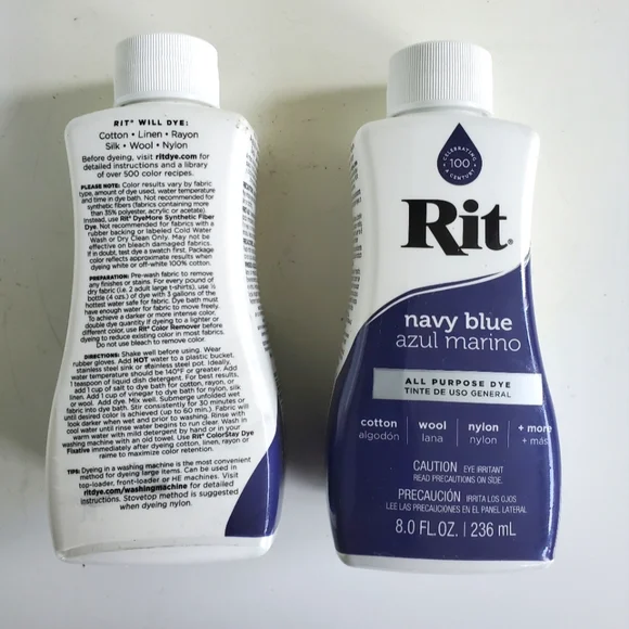 New 2 Bottles of Rit All Purpose Liquid Dye Navy Blue - Picture 2 of 3